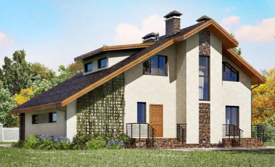 180-008-П Проект двухэтажного дома с мансардой, гараж, современный коттедж из арболита Невель | Проекты домов от House Expert