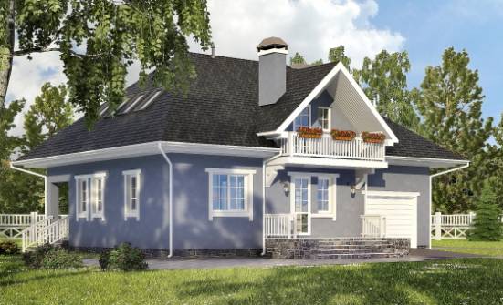 200-001-П Проект двухэтажного дома мансардой, гараж, классический домик из газосиликатных блоков Невель | Проекты домов от House Expert