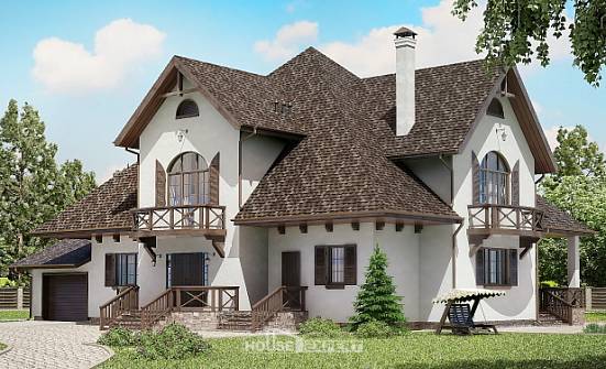 350-001-Л Проект двухэтажного дома с мансардой и гаражом, просторный дом из теплоблока Псков | Проекты домов от House Expert