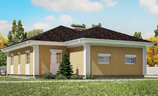 130-002-Л Проект одноэтажного дома и гаражом, простой коттедж из теплоблока Невель | Проекты домов от House Expert