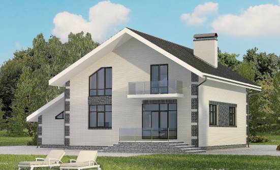 180-001-П Проект двухэтажного дома мансардный этаж и гаражом, простой домик из бризолита Опочка | Проекты домов от House Expert