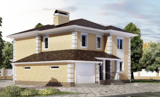 220-006-Л Проект двухэтажного дома, гараж, классический дом из газобетона Невель | Проекты домов от House Expert
