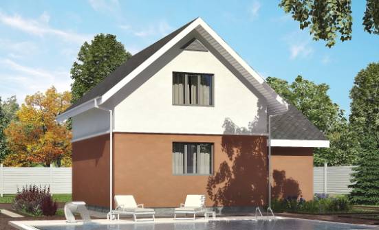 120-002-Л Проект двухэтажного дома мансардой, гараж, компактный коттедж из поризованных блоков Опочка | Проекты домов от House Expert