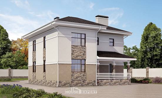 150-014-П Проект двухэтажного дома, компактный коттедж из теплоблока Пыталово | Проекты домов от House Expert