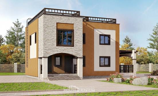 150-010-Л Проект двухэтажного дома, компактный коттедж из кирпича Опочка | Проекты домов от House Expert