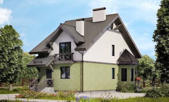 120-003-П Проект двухэтажного дома с мансардой, небольшой загородный дом из керамзитобетонных блоков Великие Луки | Проекты домов от House Expert