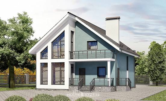 170-006-П Проект двухэтажного дома с мансардой, бюджетный домик из твинблока Невель | Проекты домов от House Expert