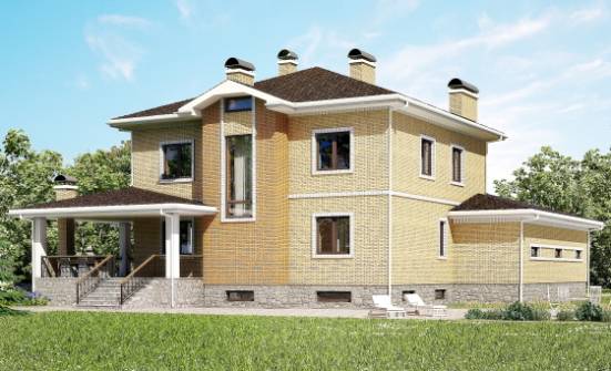 350-002-Л Проект трехэтажного дома и гаражом, уютный коттедж из кирпича Пыталово | Проекты домов от House Expert