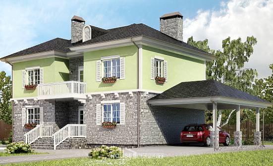 155-006-П Проект двухэтажного дома, гараж, бюджетный коттедж из пеноблока Невель | Проекты домов от House Expert