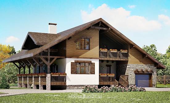 220-005-П Проект двухэтажного дома мансардой и гаражом, красивый коттедж из кирпича Псков | Проекты домов от House Expert