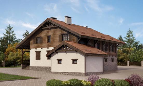 255-002-Л Проект двухэтажного дома с мансардой и гаражом, красивый домик из пеноблока Опочка | Проекты домов от House Expert