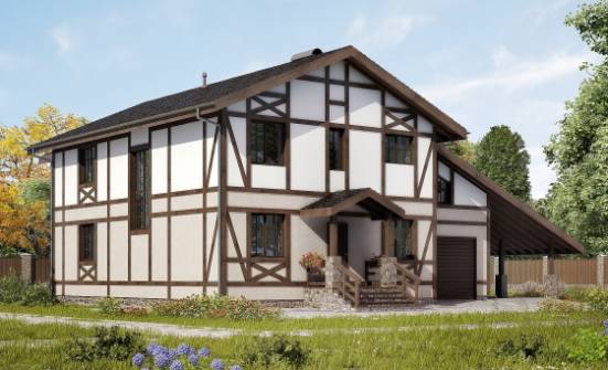 250-002-П Проект двухэтажного дома с мансардой и гаражом, красивый загородный дом из кирпича Пыталово | Проекты домов от House Expert