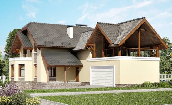 255-003-П Проект трехэтажного дома мансардный этаж, гараж, современный домик из газобетона Псков | Проекты домов от House Expert