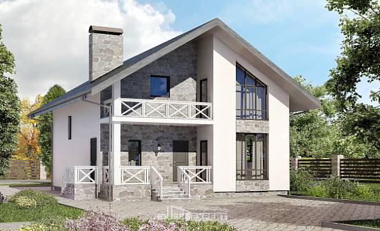155-001-Л Проект двухэтажного дома с мансардой и гаражом, скромный домик из керамзитобетонных блоков Пыталово | Проекты домов от House Expert