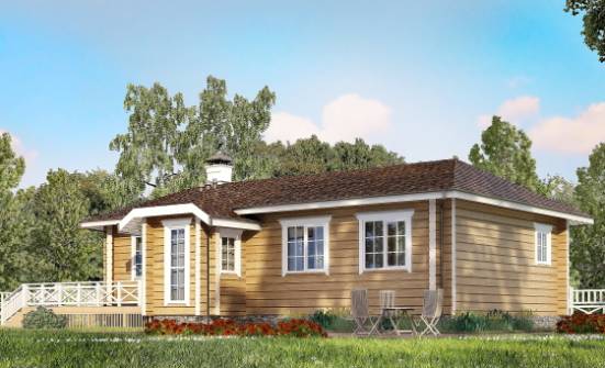 095-001-Л Проект одноэтажного дома, небольшой домик из бревен Невель | Проекты домов от House Expert