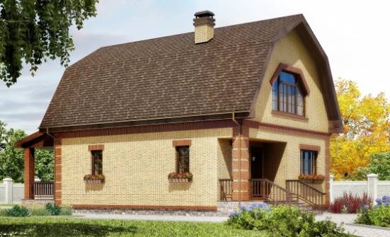 130-005-Л Проект двухэтажного дома мансардой, бюджетный домик из бризолита Невель | Проекты домов от House Expert