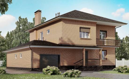 245-003-Л Проект двухэтажного дома и гаражом, уютный коттедж из кирпича Великие Луки | Проекты домов от House Expert