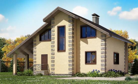 150-003-П Проект двухэтажного дома с мансардой, гараж, современный загородный дом из блока Невель | Проекты домов от House Expert