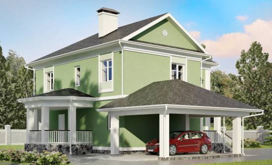170-001-Л Проект двухэтажного дома, гараж, скромный коттедж из блока Пыталово | Проекты домов от House Expert