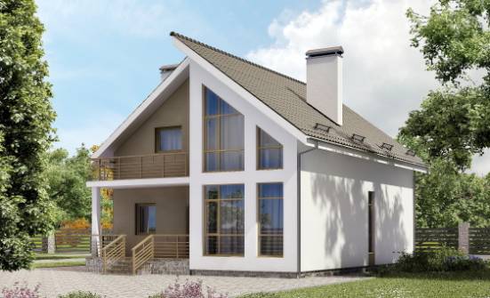 170-006-Л Проект двухэтажного дома с мансардой, экономичный домик из газобетона Невель | Проекты домов от House Expert