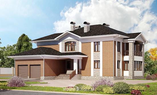 520-002-Л Проект трехэтажного дома и гаражом, уютный загородный дом из бризолита Пыталово | Проекты домов от House Expert