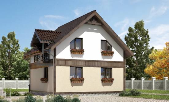 105-001-П Проект двухэтажного дома мансардой, уютный коттедж из бризолита Пыталово | Проекты домов от House Expert