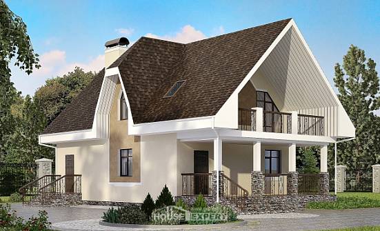 125-001-Л Проект двухэтажного дома с мансардой, простой дом из арболита Опочка | Проекты домов от House Expert
