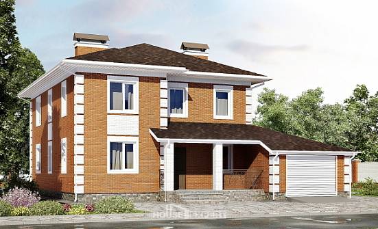 220-004-Л Проект двухэтажного дома, гараж, классический домик из кирпича Псков | Проекты домов от House Expert