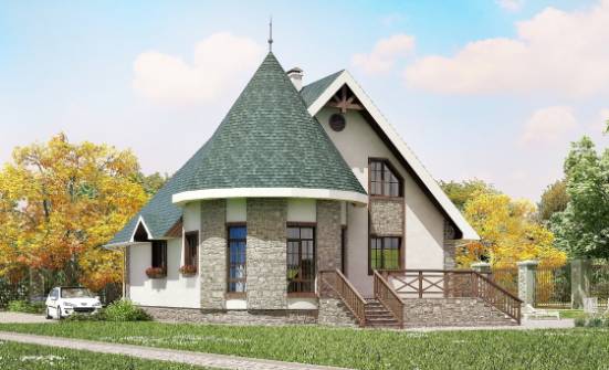 170-003-Л Проект двухэтажного дома мансардой, красивый домик из теплоблока Опочка | Проекты домов от House Expert