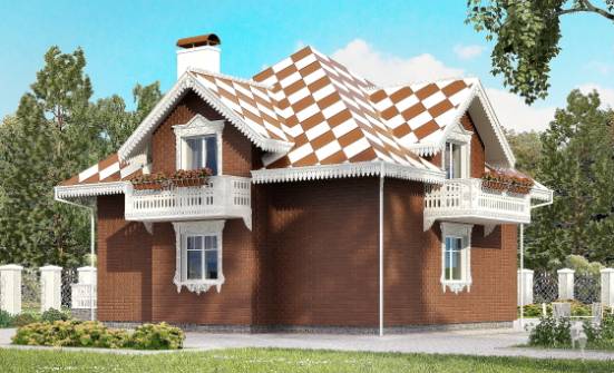 155-003-Л Проект двухэтажного дома с мансардой, гараж, простой дом из бризолита Псков | Проекты домов от House Expert
