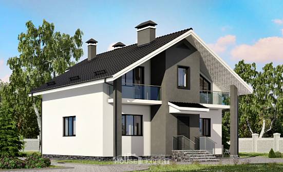 150-005-Л Проект двухэтажного дома с мансардой, современный домик из теплоблока Опочка | Проекты домов от House Expert
