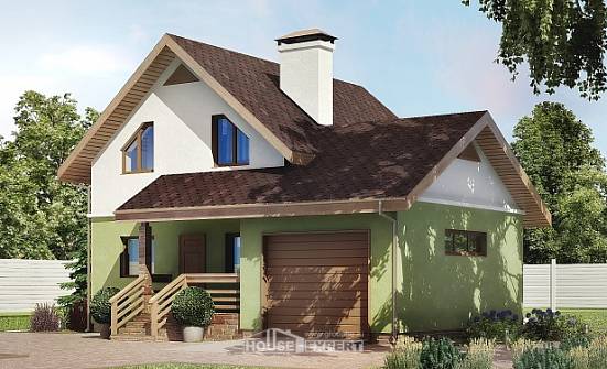 120-002-П Проект двухэтажного дома мансардой, гараж, уютный дом из пеноблока Псков | Проекты домов от House Expert