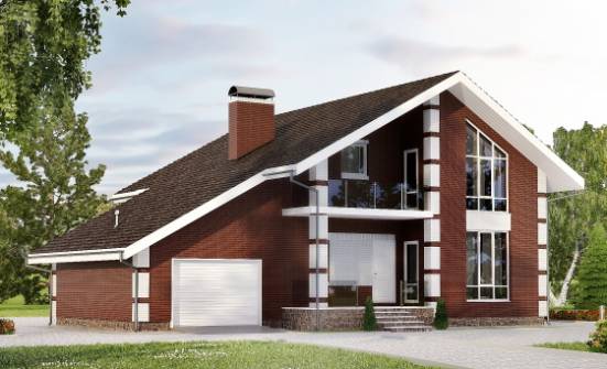 180-001-Л Проект двухэтажного дома с мансардой и гаражом, небольшой загородный дом из арболита Пыталово | Проекты домов от House Expert