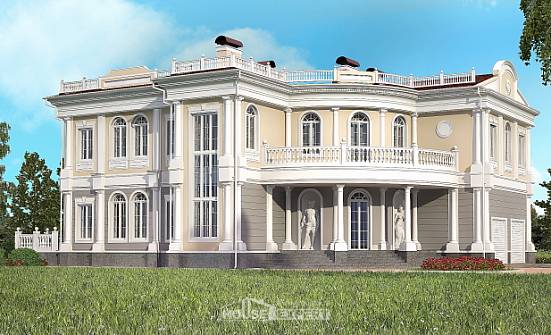 505-001-П Проект двухэтажного дома и гаражом, большой загородный дом из теплоблока Псков | Проекты домов от House Expert