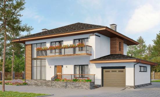 305-001-П Проект двухэтажного дома, гараж, красивый загородный дом из блока Пыталово | Проекты домов от House Expert