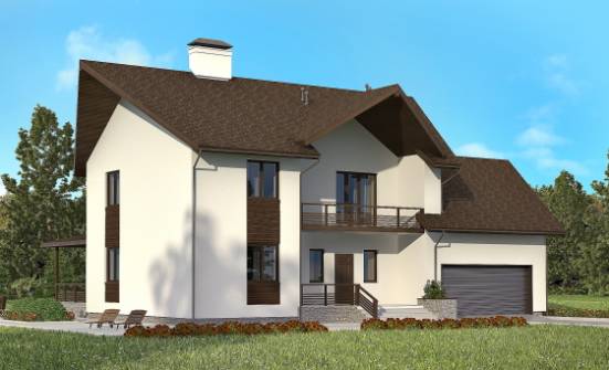 300-002-П Проект двухэтажного дома с мансардным этажом, гараж, уютный дом из пеноблока Пыталово | Проекты домов от House Expert