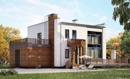 220-003-П Проект двухэтажного дома и гаражом, просторный коттедж из теплоблока Великие Луки | Проекты домов от House Expert