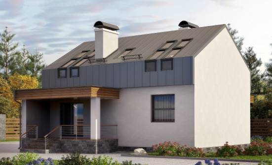 120-004-П Проект двухэтажного дома с мансардным этажом, бюджетный домик из пеноблока Опочка | Проекты домов от House Expert