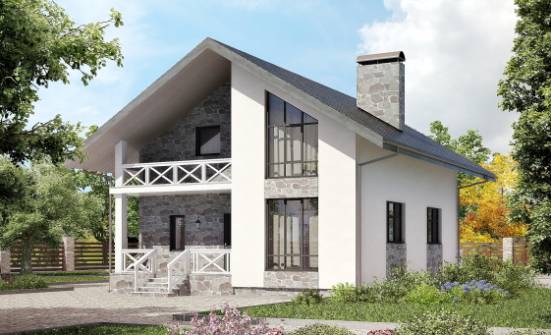 155-001-Л Проект двухэтажного дома с мансардой и гаражом, скромный домик из керамзитобетонных блоков Пыталово | Проекты домов от House Expert