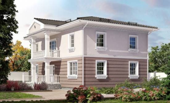 210-005-П Проект двухэтажного дома, красивый коттедж из блока Пыталово | Проекты домов от House Expert