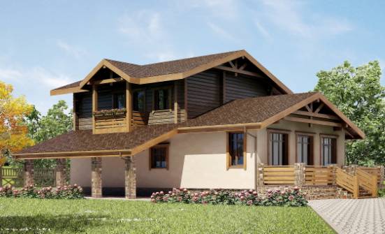 170-004-П Проект двухэтажного дома с мансардным этажом и гаражом, экономичный дом из бризолита из дерева Невель | Проекты домов от House Expert
