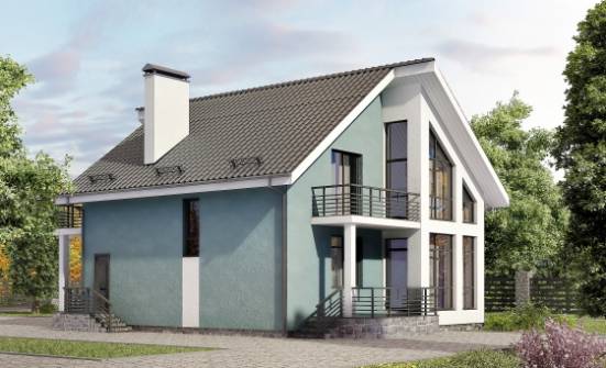 170-006-П Проект двухэтажного дома с мансардой, бюджетный домик из твинблока Невель | Проекты домов от House Expert
