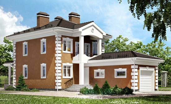 150-006-П Проект двухэтажного дома и гаражом, доступный загородный дом из теплоблока Опочка | Проекты домов от House Expert