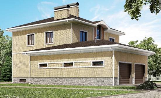 350-002-Л Проект трехэтажного дома и гаражом, уютный коттедж из кирпича Пыталово | Проекты домов от House Expert