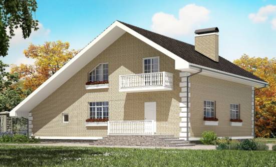 190-005-П Проект двухэтажного дома с мансардой, гараж, простой коттедж из твинблока Пыталово | Проекты домов от House Expert