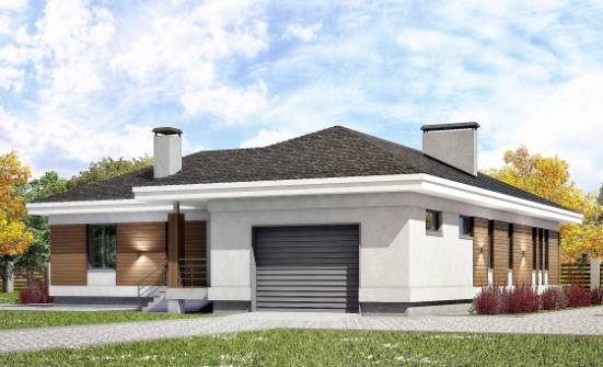 165-001-П Проект одноэтажного дома и гаражом, красивый домик из арболита Невель | Проекты одноэтажных домов от House Expert