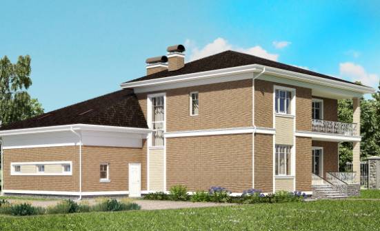 335-002-П Проект двухэтажного дома и гаражом, уютный коттедж из кирпича Опочка | Проекты домов от House Expert
