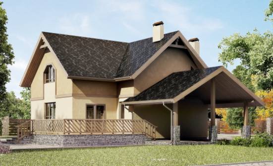 150-011-Л Проект двухэтажного дома с мансардой, гараж, простой загородный дом из твинблока Псков | Проекты домов от House Expert