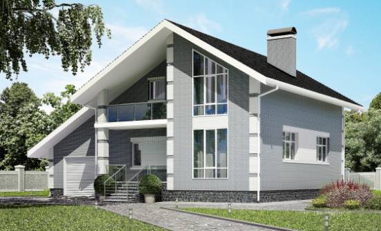190-006-Л Проект двухэтажного дома с мансардным этажом и гаражом, современный домик из блока Великие Луки | Проекты домов от House Expert