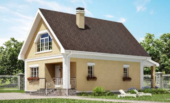 130-004-П Проект двухэтажного дома с мансардой, недорогой загородный дом из арболита Опочка | Проекты домов от House Expert